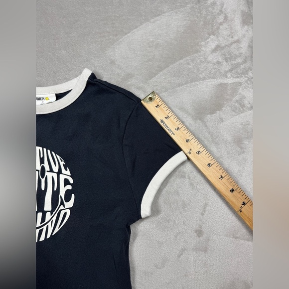 Smiley X H&M Positive State Of Mind 100% Cotton Ringer T-Shirt Girls Size Small - Picture 6 of 9